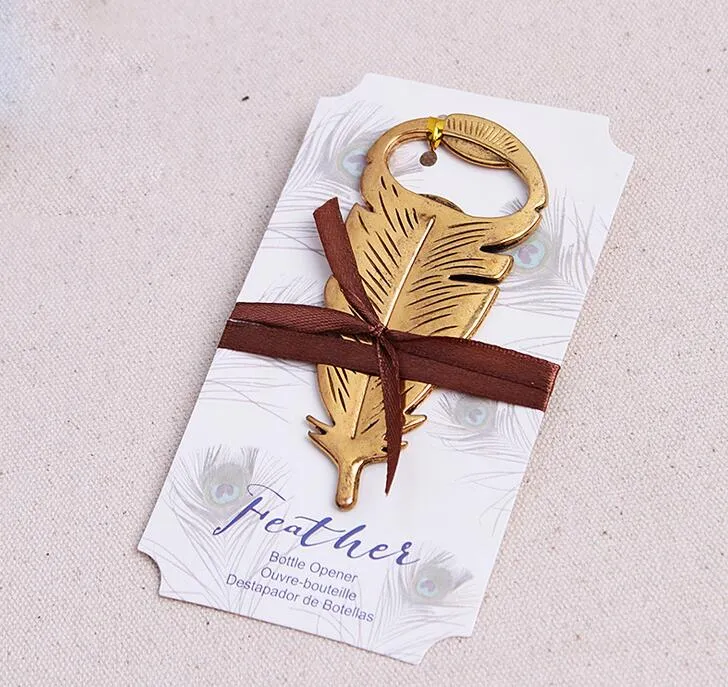 100PCS/LOT Gilded Gold Feather Bottle Opener Souvenir For Birthday Parties Kids Adult Birthday Favors And Gifts
