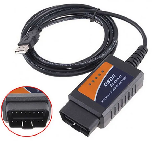 Elm327 USB Plastic OBDII Diagnostisk skanner ELM 327 Kabel USB-gränssnitt Version 1.5 Version 2.1