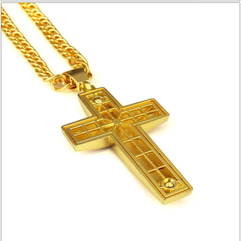 Grote bling cross 3d hip hop iced out religieuze hanger franco ketting 35.4 