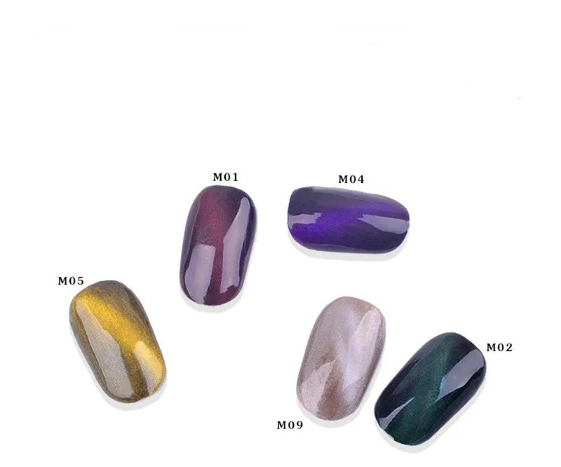 10 цвет 3D эффект Кошачий глаз порошок Магнит ногтей порошок магнитный блеск ногтей пигмент DIY маникюр