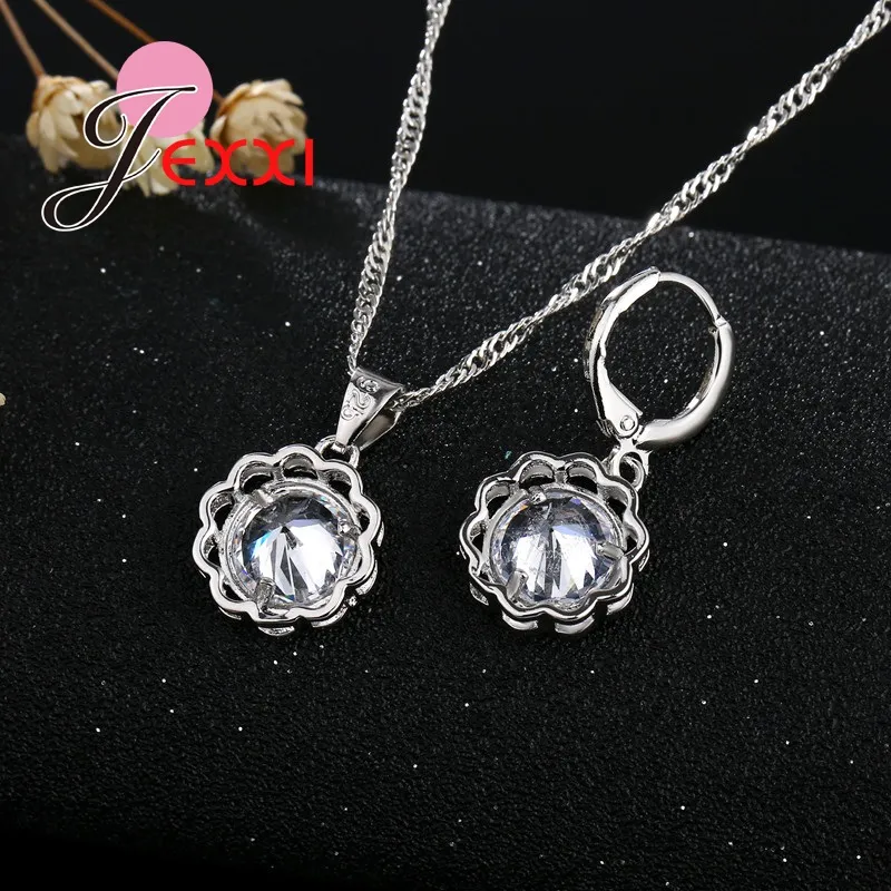 Jexxi charme de bijoux en argent de mode pour femmes avec bûche de collier de fleurs en cristal CZ S925