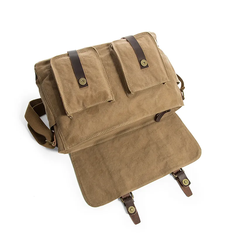 Canvas Messenger Bag - Laptop Briefcase With Adjustable Shoulder Strap, Brown Casual Bag