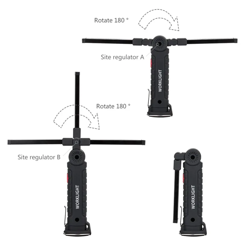 Edison2011 Portable 5 Mode COB Flashlight Torch USB Raddningsbart LED -arbetsljus magnetisk cob lantera hängande kroklampa för outdoo3082578