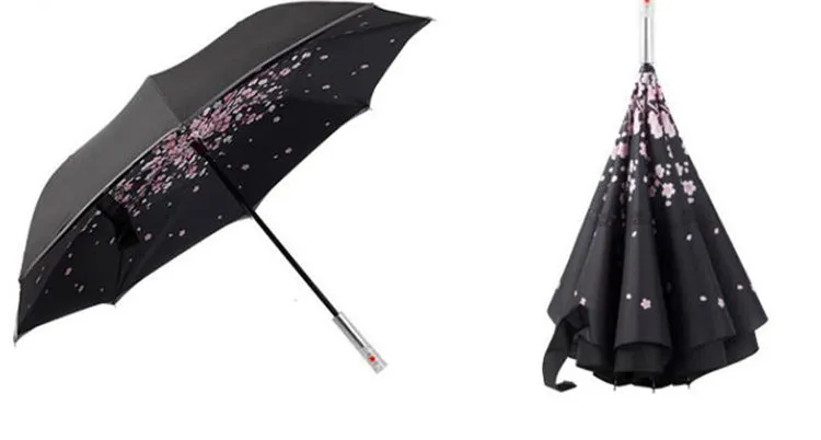 6 Cor Novo Design LED Invertido Reversa de Viagem Guarda-chuva Carros Aviso com Lanterna para a Noite Presentes Seguros Flash Umbrella DHL FEDEX Livre