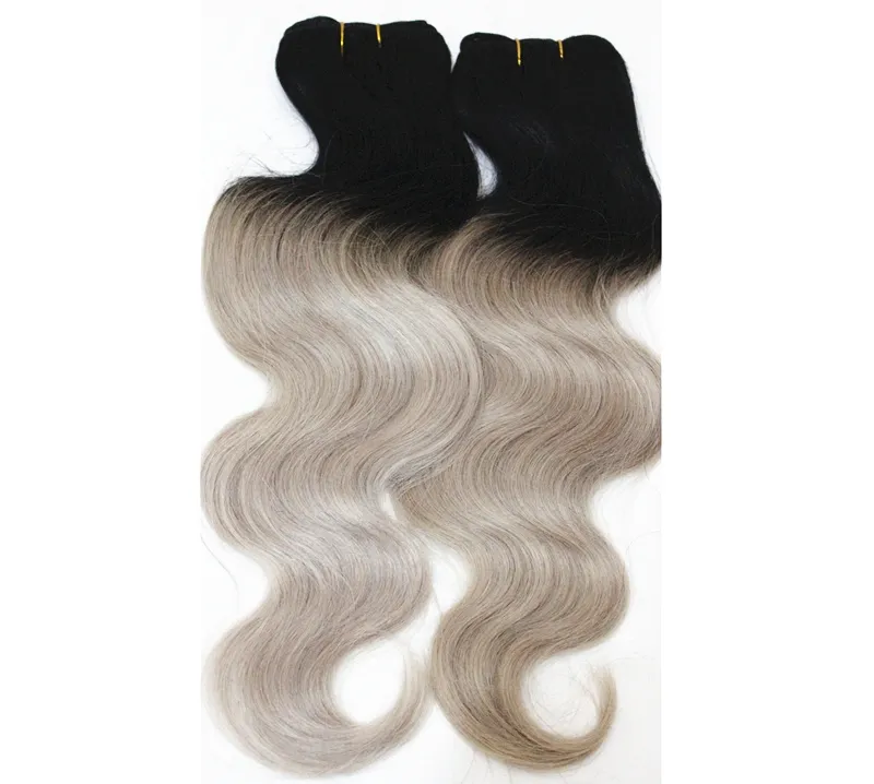 4 buntar malaysiska mänskliga hårkroppsvåg väver ombre hårförlängningar 1b blond grön lila röda två toner malaysiska hårprodukter 10-18 tum