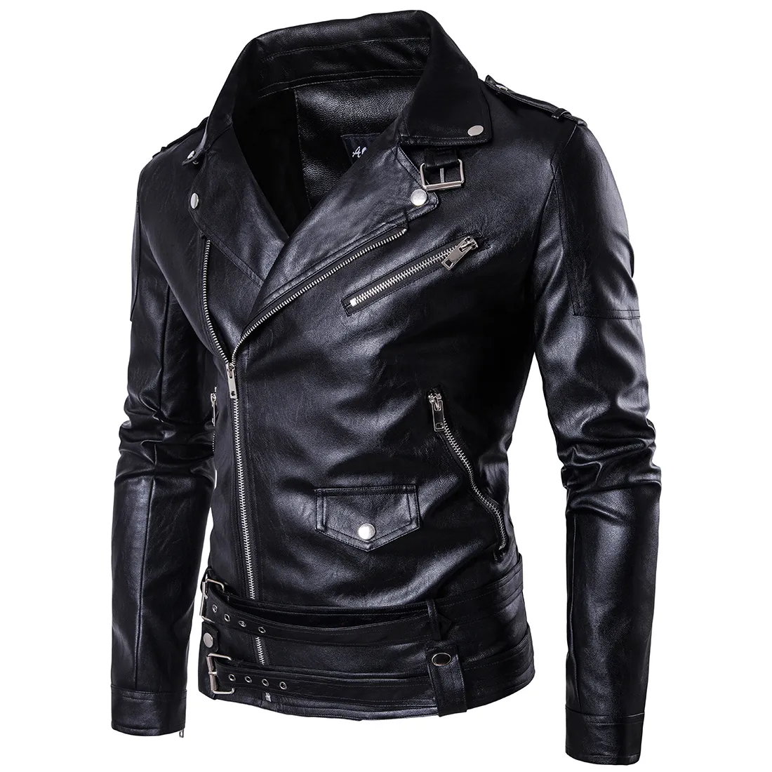 Vente en gros - MarKyi mode hommes manteaux de fausse fourrure slim fit veste en cuir de moto à manches longues pour hommes taille européenne 5xl vestes importées