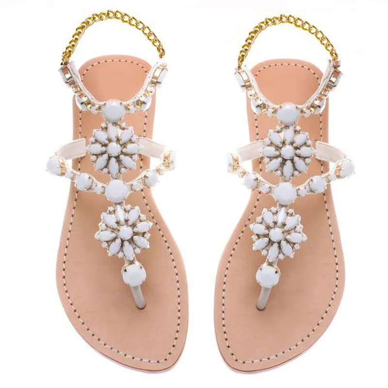 2022 Moda Luxo Rhinestone Crystal Summer Beach Sapatos femininos Sandálias Designer Flip Flip para chinelos Sapatos de casamento Bride3596326