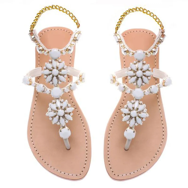 Moda de luxo strass cristal verão sapatos praia sandálias femininas designer flip flops para chinelos sapatos casamento noiva9343781