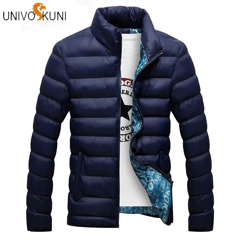 Univos Kuni Winterjas Mannen 2018モードスタンドKRAAGマネリエスパーカーJASメンズソリッドDikke Jassen Man Winter Parkas Hombre J359