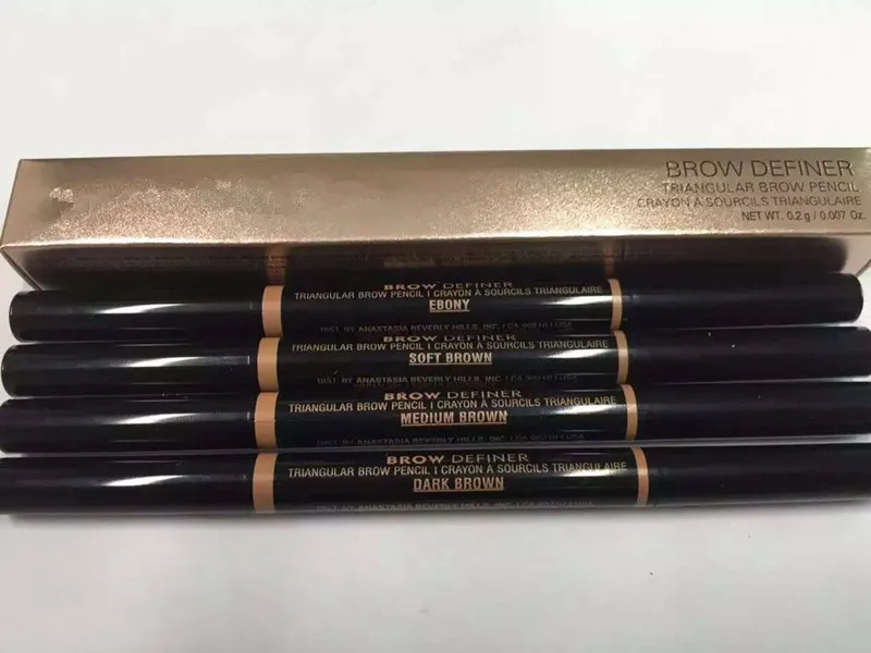 新しいホットブランドの化粧アイブロウエンハンサーのスキニーブラウ鉛筆のゴールドダブルは眉毛ブラシ4Color 0.2g DHLの配送