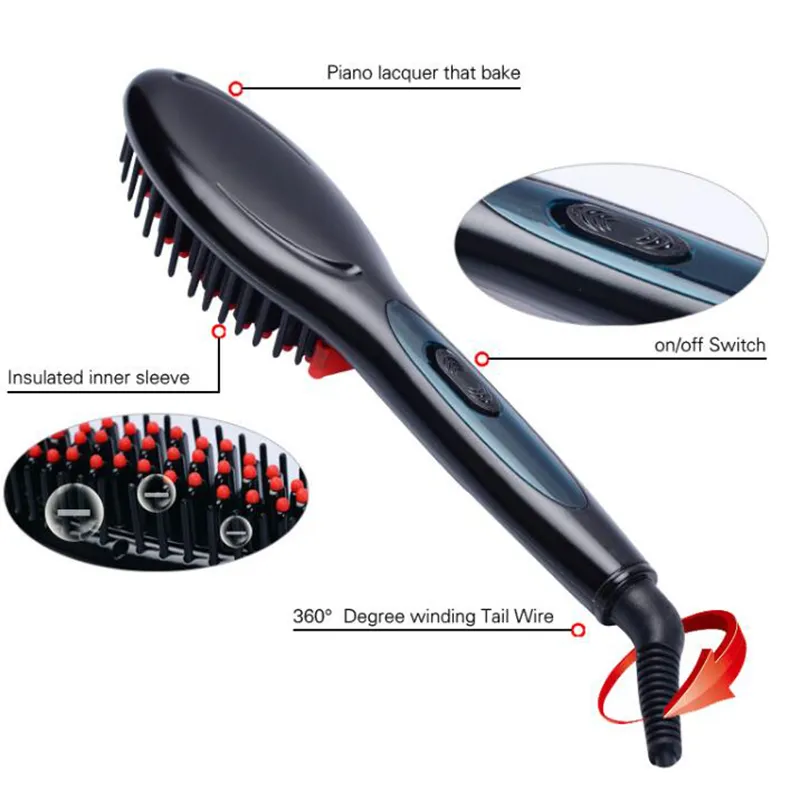 Ny stil professionell elektrisk hår rätare kam hår pensel rätning strykjärn hårborste EU / US / UK / au plug