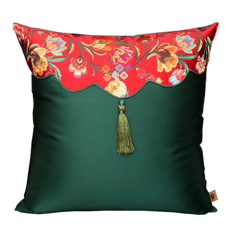 Patchwork grandi fodere per cuscini decorativi natalizi per divano sedia cuscino di supporto lombare nappa federa in raso di seta stile cinese