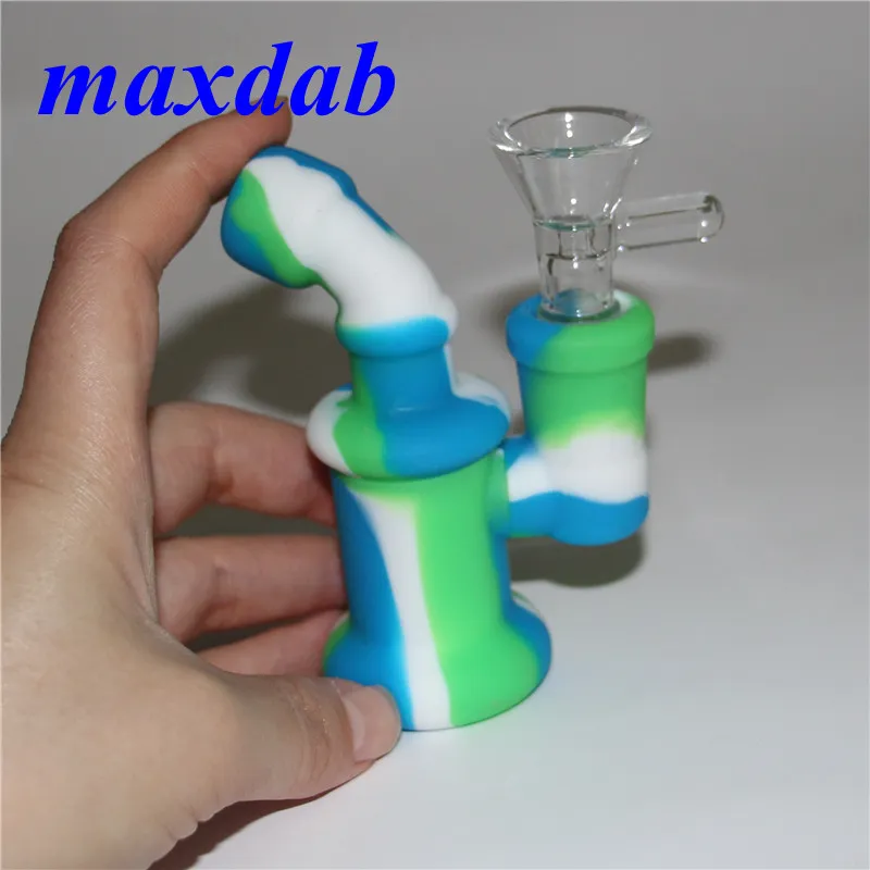 Taşınabilir nargile silikon su boruları içmek için kuru bitki kırılamaz percolator bong dab yağı konsantre bubbler bongs perc ile