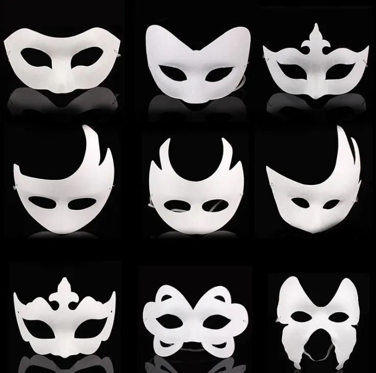 DIY el boyalı Cadılar Bayramı beyaz yüz maskesi taç kelebek boş kağıt maske masquerade cosplay maske çocuk beraberlik parti maskeleri sahne SN144