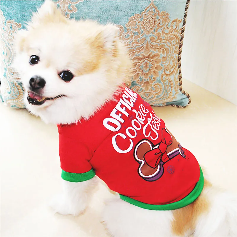 Simpatico cane da compagnia Regali di Natale Vestiti Abbigliamento per cani verde Abbigliamento per cartoni animati T-shirt in cotone Tuta Cucciolo Vestito Pet Supplie In-Stock DHL gratuito