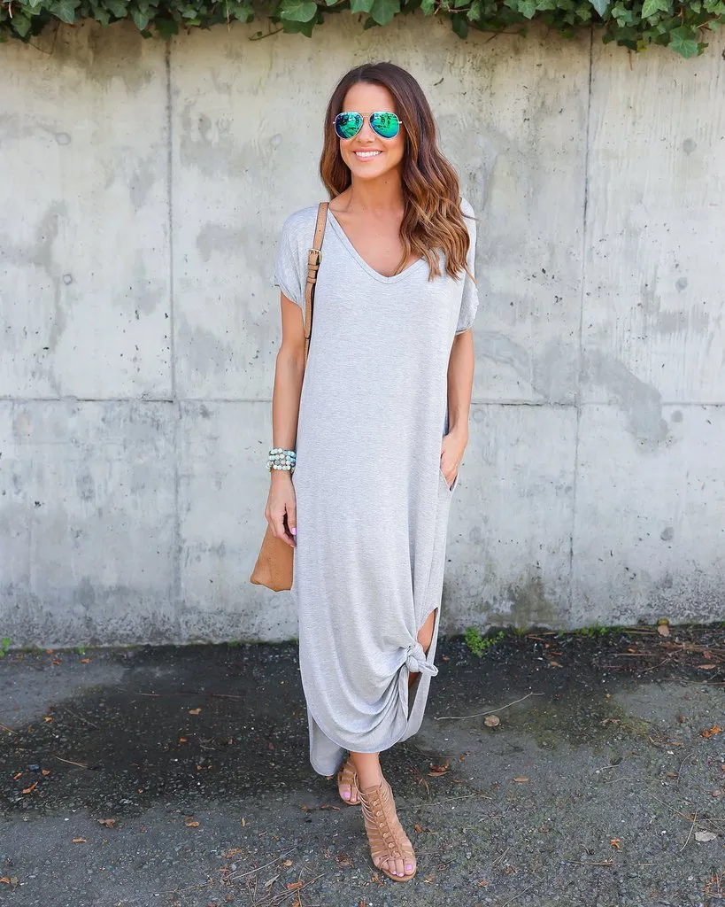 Vrouwen lange losse maxi jurken zomer effen kleur vloer lengte casual jurken dames kleding