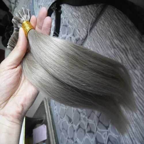 Extensões brasileiras pre ligadas do cabelo da fusão da extensão 100g do cabelo humano da TIPULAÇÃO U do cabelo da prata