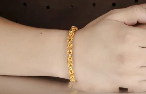 Frete fino grátis rápido pesado masculino 24k ouro amarelo cheio de colar pulseira conjunto gf curb corrente grátis conjuntos de joias masculinas (pulseira de colar)