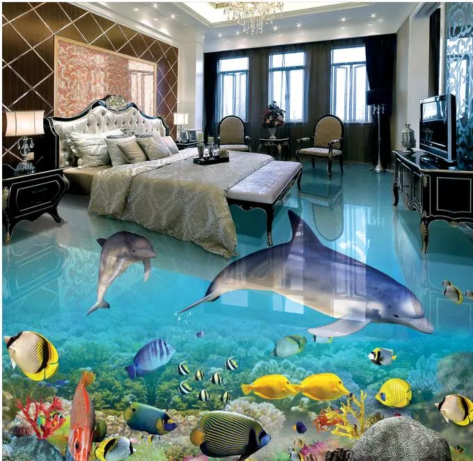 3D Lotus Teich Fisch Bodenaufkleber – Selbstklebend, Wasserdicht, Deko Für Bad & Wohnzimmer