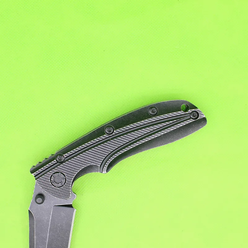 Kogellager van de bovenkwaliteit Flipper Vouwmes 9cr18 Zwart Stone Wash Tanto Blade stalen handvat EDC Pocket Knives