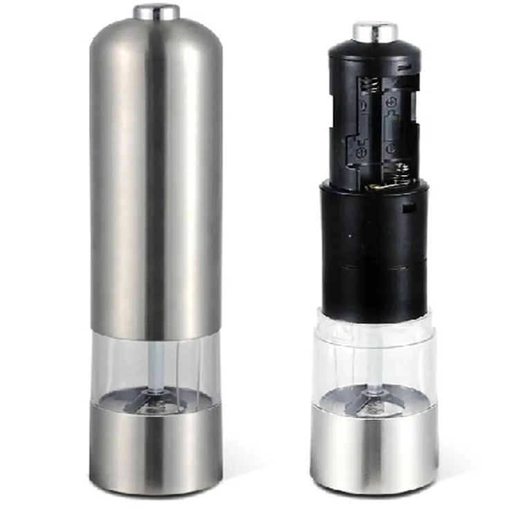 / NEWEST Pepper Grinder Rostfritt Stål Elektrisk Salt Pepper Mill Krydda köksredskap för matlagning Restauranger