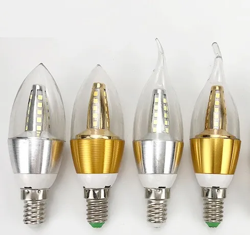 E14 LEDキャンドル電球、5W LEDシャンデリア電球、燭台電球、40ワット同等の電球、日光白/暖かい白