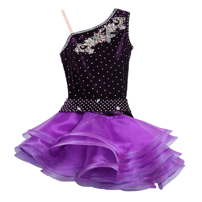 Seksowne aksamitne kostiumy konkurencji sukienki Sukienka Salsa Dancewear Tango Ubrania Dziewczyny Tańca Ballowa Dresses Dresses Dla Dzieci Łacińska