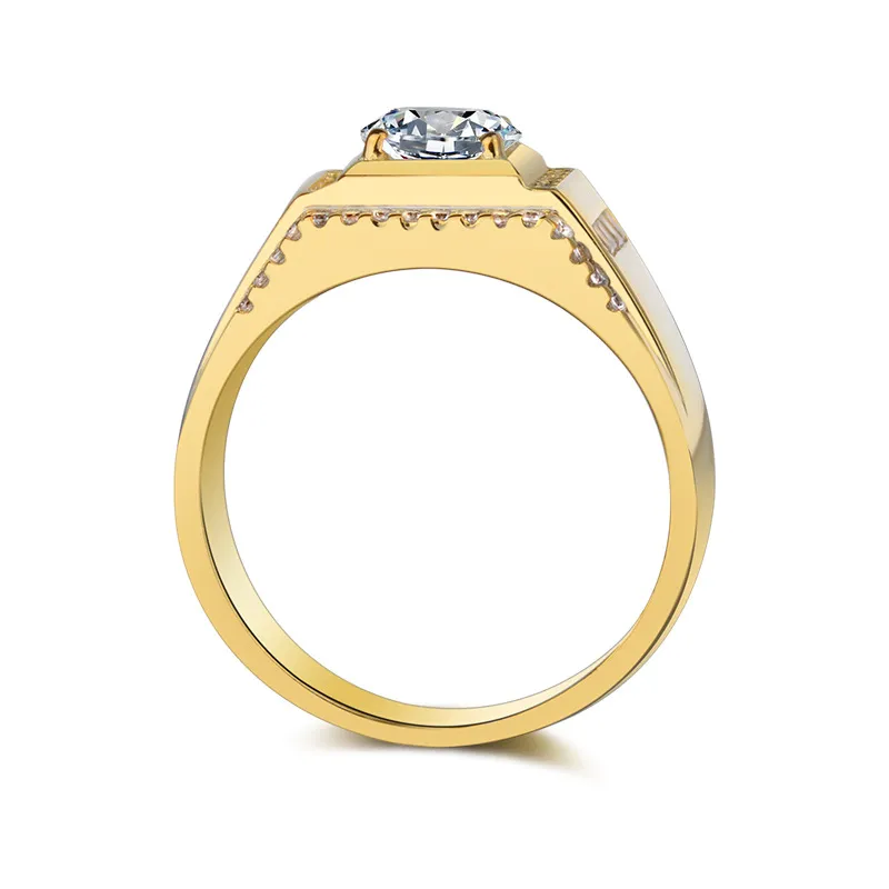 클래식 편 돌 남성 링 세트 6MM 1.2 CT 시뮬레이션 다이아몬드 약혼 반지 925 솔리드 실버 결혼 반지 남성 쥬얼리