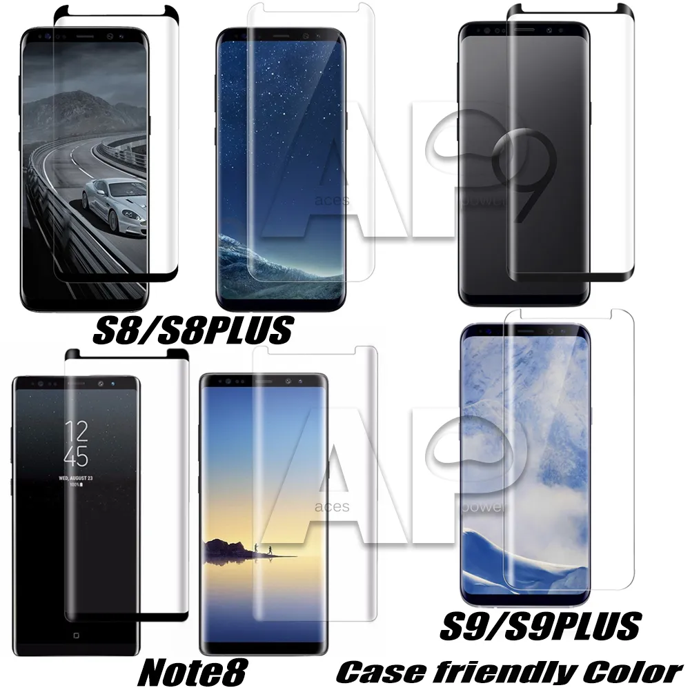 Case vriendelijke schermbeschermer gehard glas voor Samsung Galaxy S23 Utral S22 S21 S20 S9 Opmerking 20 Ultra 10 S8 Plus Mate 30 Pro 3D Curved -versie