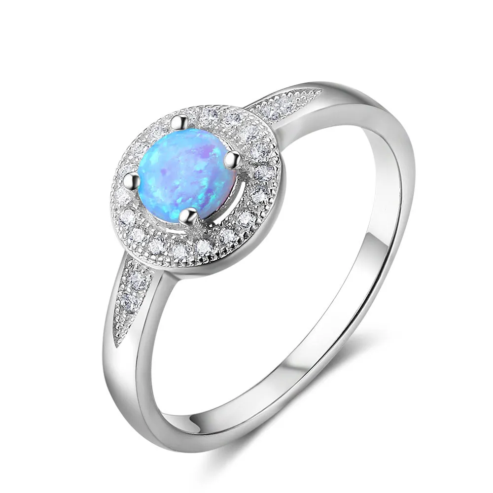 6 Mix Design Dobra jakość Elegancka Blue Lab Fire OPAL Pierścień Solidny 925 Srebrny srebrny biżuteria prezentowa wykonana w Chinach czeskie pierścienie