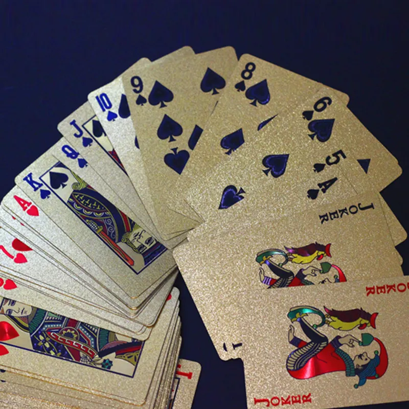 Kinesisk Brev Lucky Playing Cards Slitstarkt Vattentät Guldfolie Pokerpläterad Kort Familj Party Fun Game P15