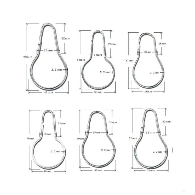 6.7~7.2cm Bath Shower Curtain Glide Rings Gourd shape Hooks Polished Satin Nickel Ball Bathroom Accessories