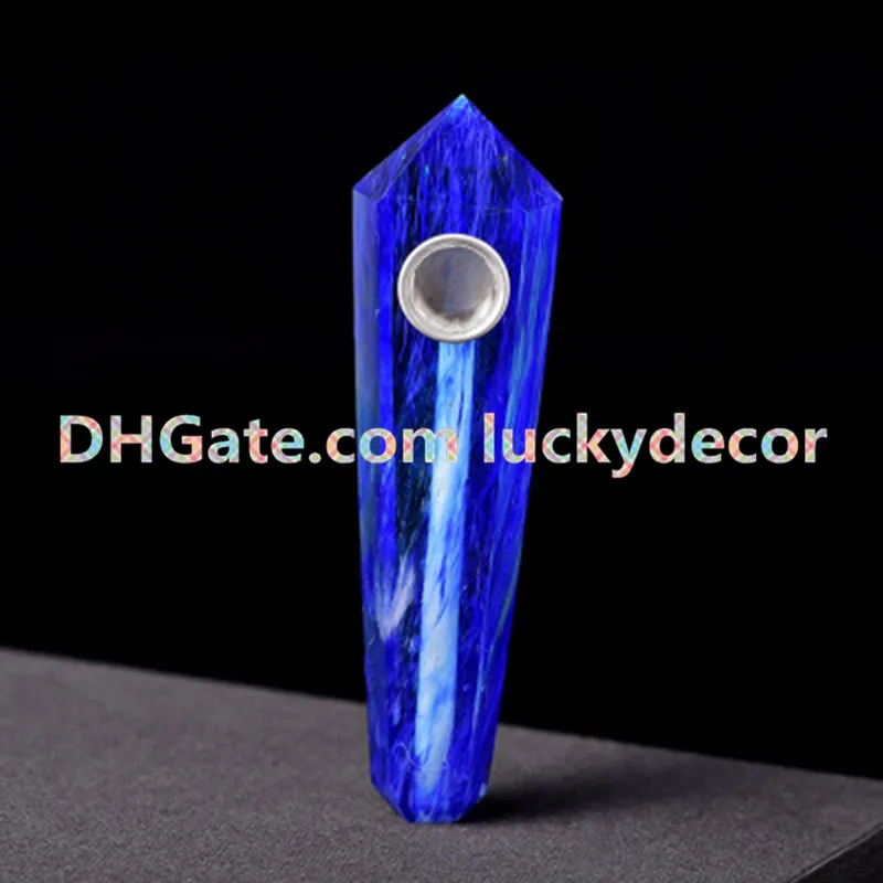 Довольно выплавленный синий выплавленный кварц кристалл драгоценный камень трубка резной кристалл минеральный декор образец точка палочка викка камень табак курительная трубка