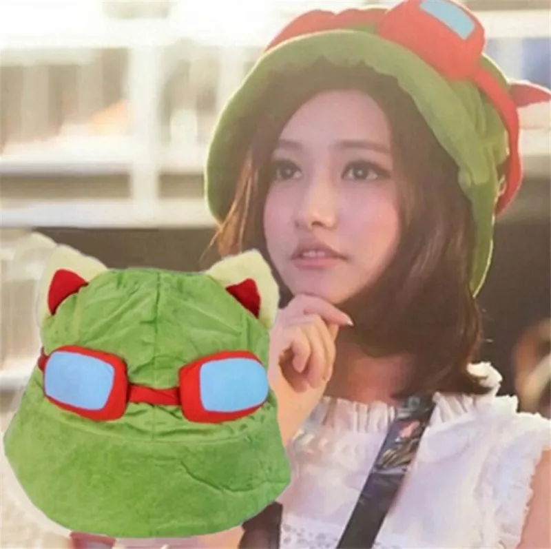 購入する2を取得1自由リリーグLegends Cosplay Cap Teemo帽子ぬいぐるみ+綿笑ぬいぐるみおもちゃ帽子契約ドロップ船