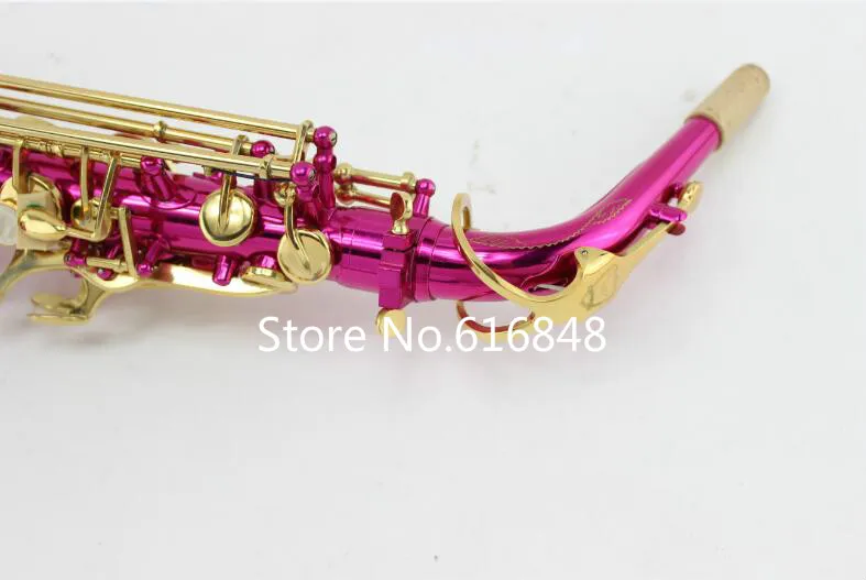 Margewate Professional Western Musical Instruments Saxofon EB Tune Alto Red Tube Gold Key e Flat Sax med munstycke