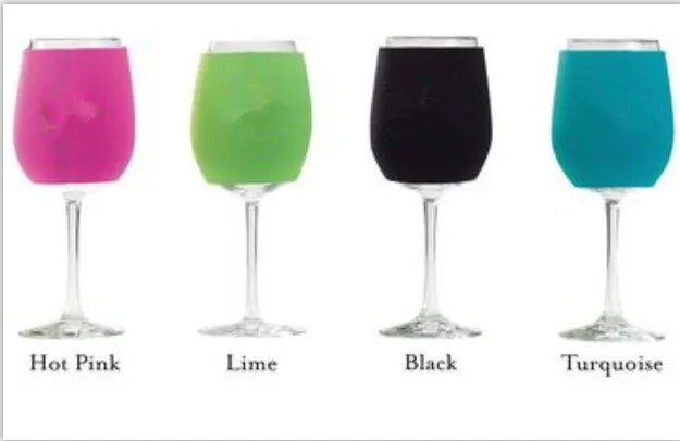 Gros été couleurs assorties verre à vin isolant porte-boissons manchon en néoprène verre à vin anti-gelé couverture logo personnalisé