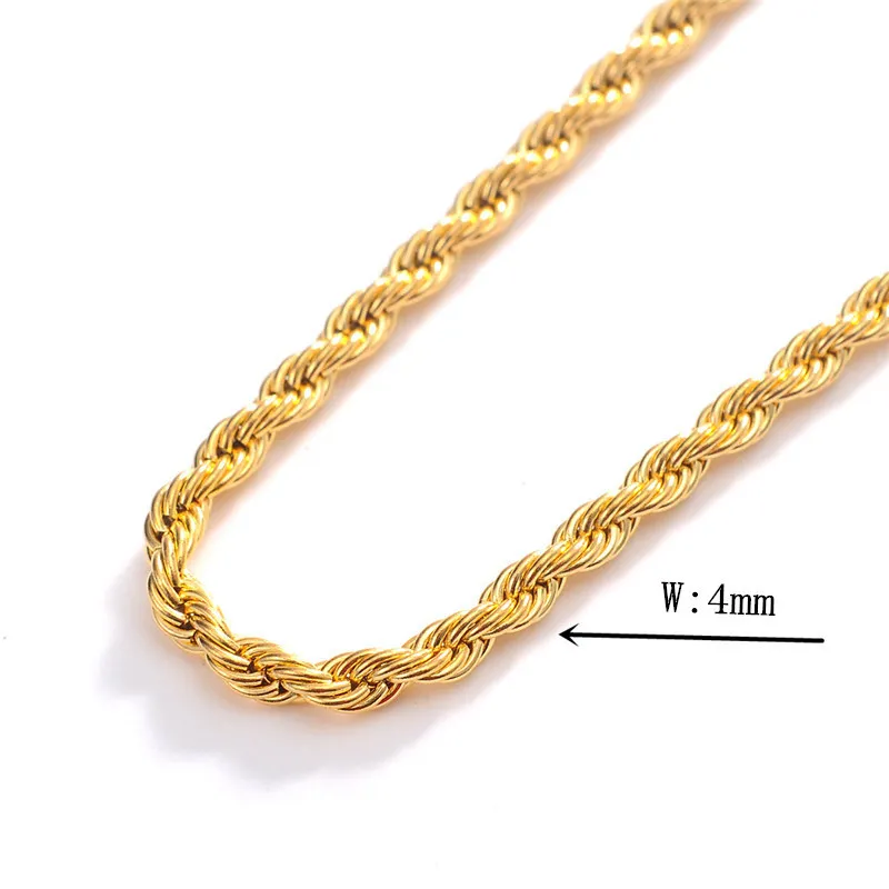 18K Real Gold Plated Stainless Steel Rope Chain Necklace for Men Gold Chains Fashion Jewelry Gift4248956