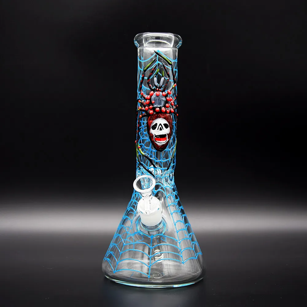 12.6" Luminous Hookah Spider Skull Glass Hookah Water Smoking Pipe Bongs Tobacco Kit Exquisite Decoration