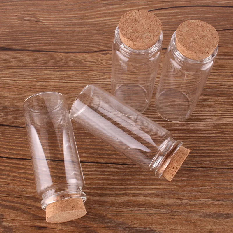 37*65*27mm 65ml Mini Glass Wishing Bottles Tiny Jars Vials With Cork Stopper wedding gift