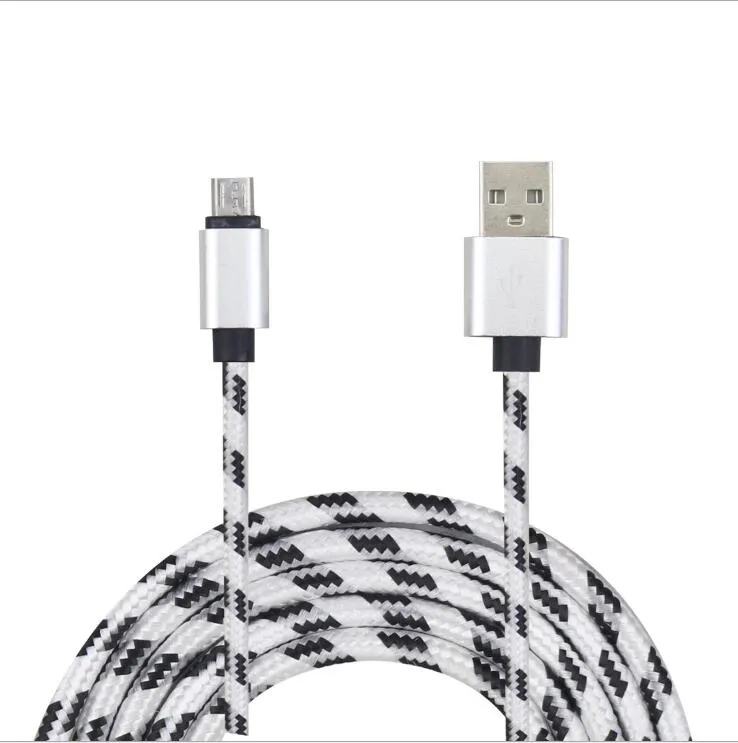 Micro câbles en tissu tressé 1m 2m 3m câble de chargement de données usb en alliage d'aluminium pour samsung s4 s6 s7 htc lg pour téléphone sony 5 6 7 plus