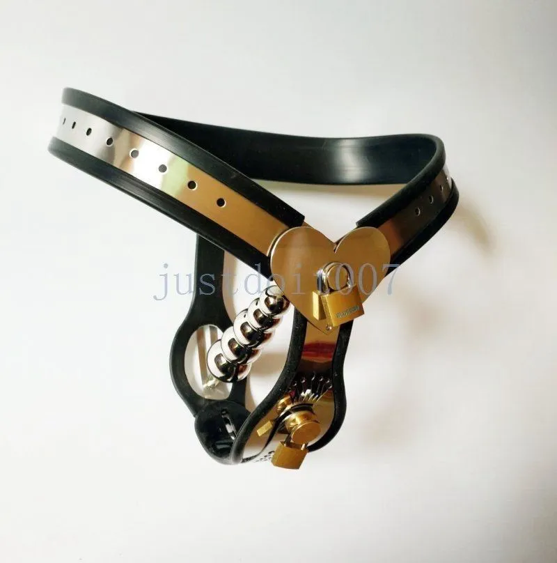Stainless Steel Female Chastity Belt Device Pants Back SPLIT + Plug  Removable
