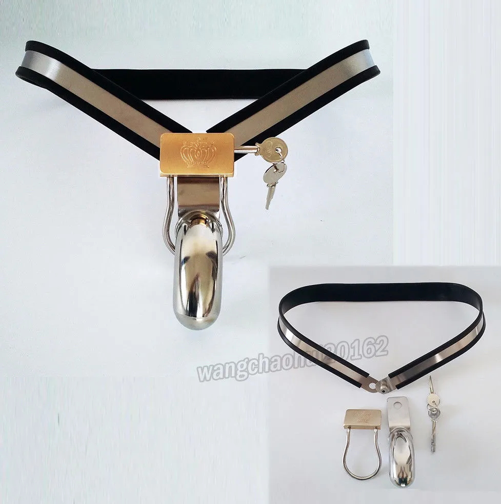 Fully Adjustable Stainless Steel Male Chastity Belt Device Bondage Restraint sex toys for men Lock cage T67