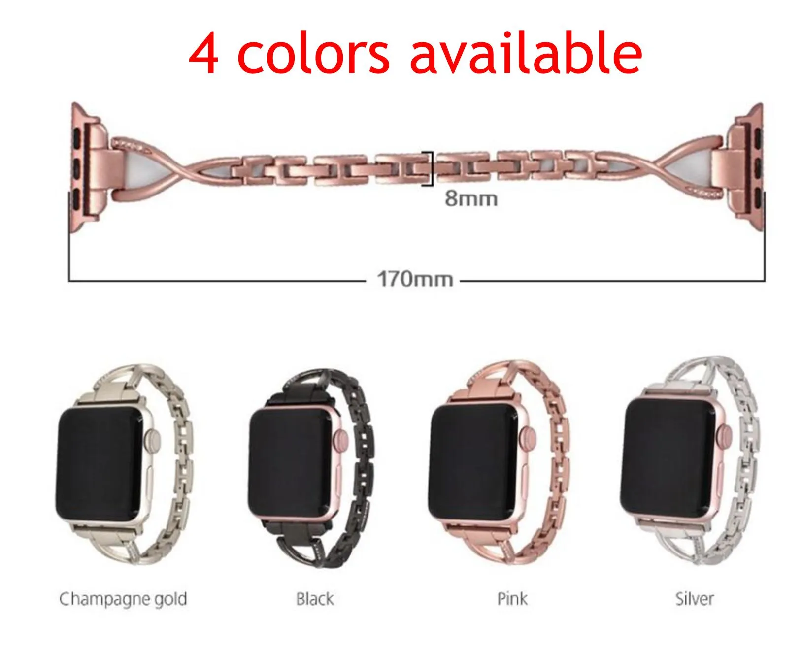 Vrouwen Sieraden Horlogeband voor Iwatch Apple Watch 38mm 42mm Serie 3 2 1 Diamond Band Rvs Strap Armband