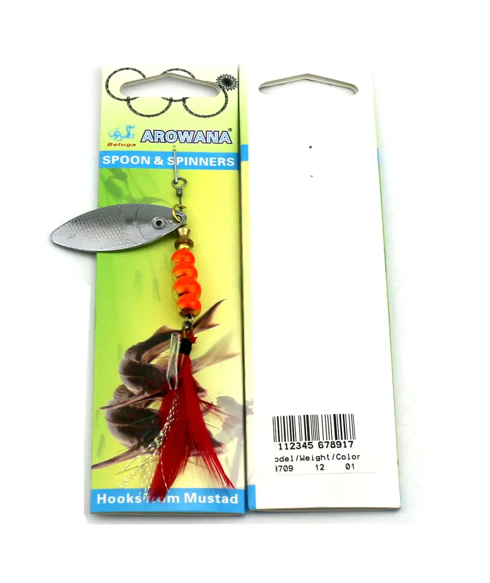 Rotatable Feather Fishing Hooks With Rooster Tail, Spinner Spoon
