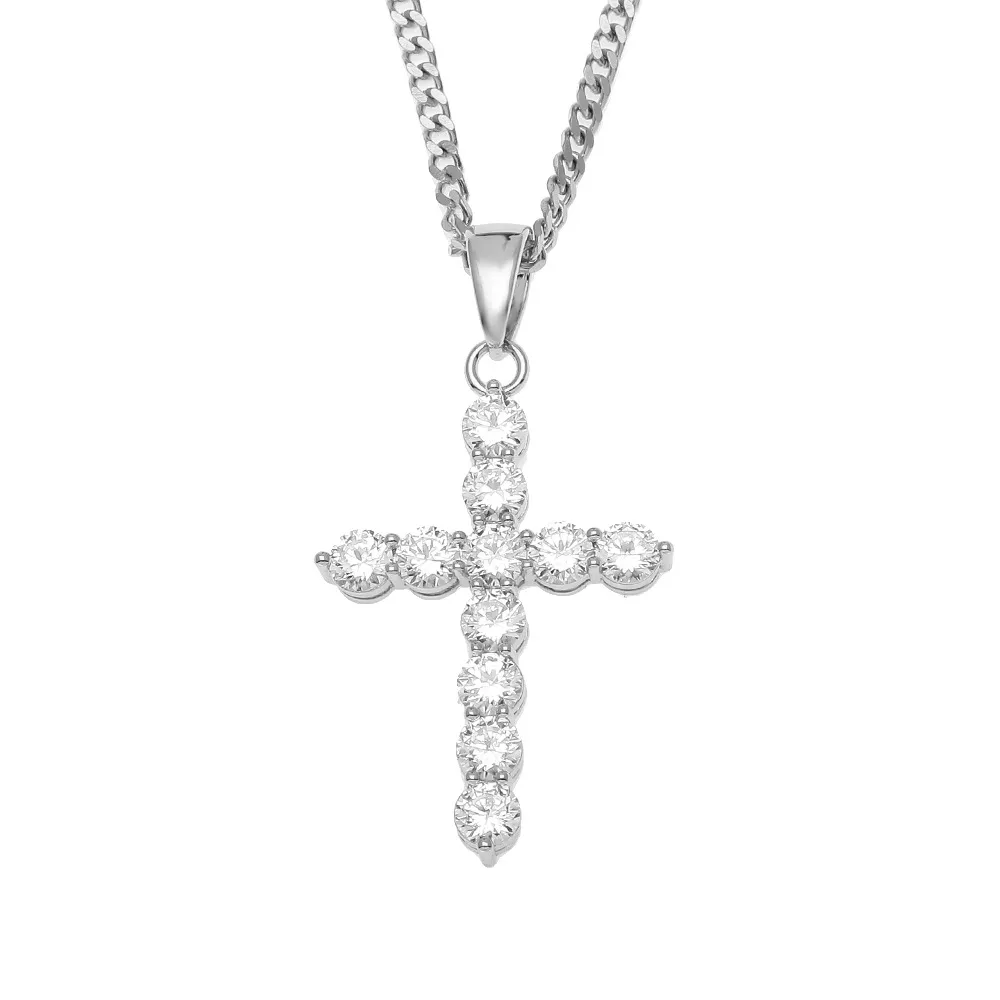 Hip Hop silver gold plated necklace jewelry women wedding fashion Cross CZ Cubic Zircon stone pendant necklace