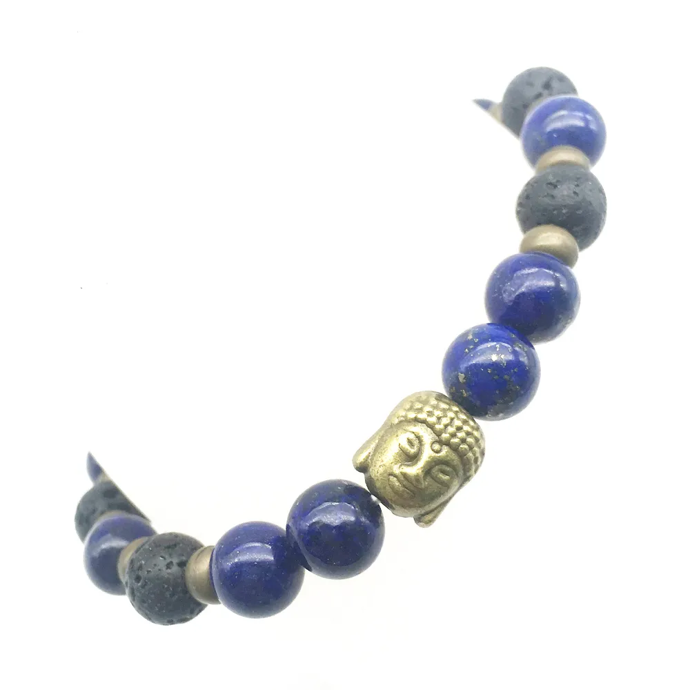SN1287 Mode Hommes Bouddha Bracelet À La Mode Conception Lapis Lazuli Lave Pierre Bijoux Balance Guérison Spirituelle Bracelet