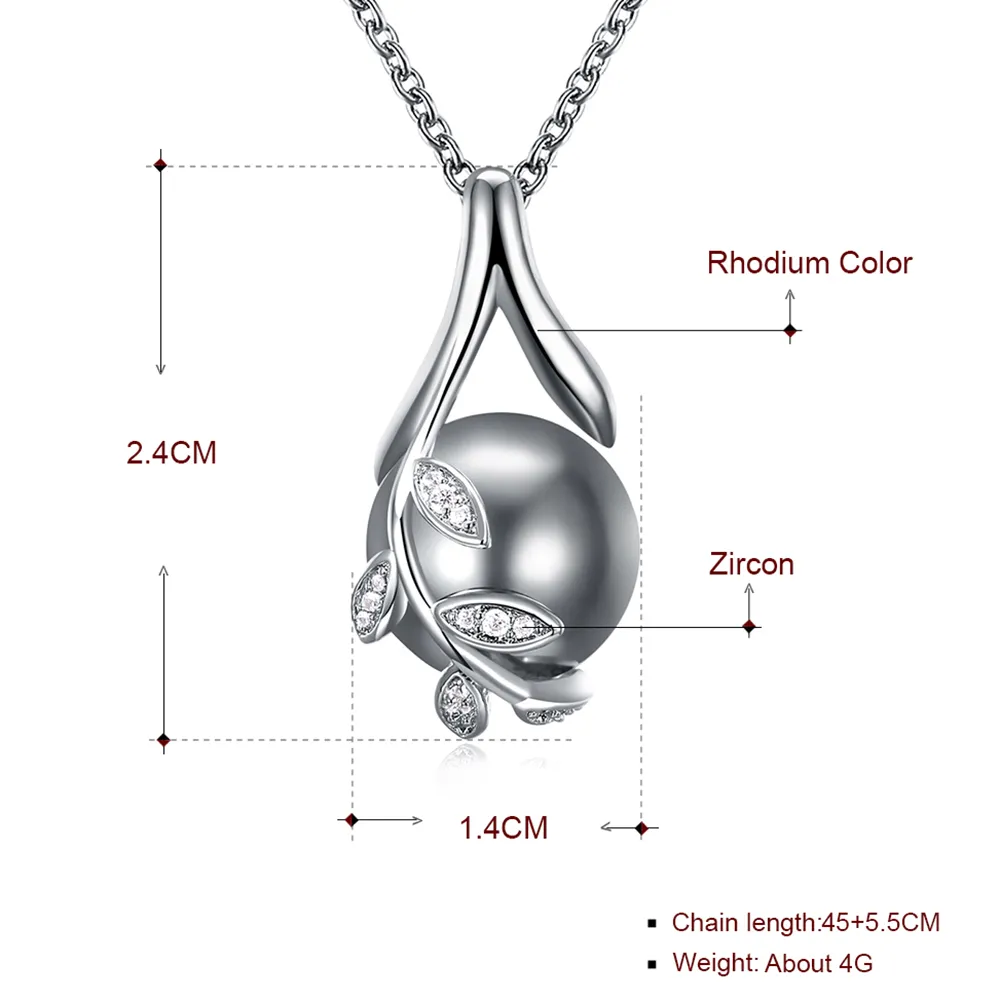 Charmes Drop Pendants Plaque en or rose Pave Grey Pearl Cumbic Zircon Crystal Jewelry Pendant Collier pour femmes5283004