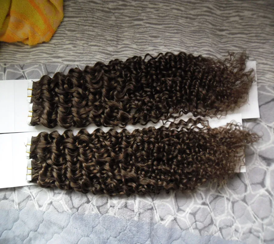 Kinky Curly Human Hair Extensions Hud väftband i hår 40 stycken tejp i mänskliga hårförlängningar 100g