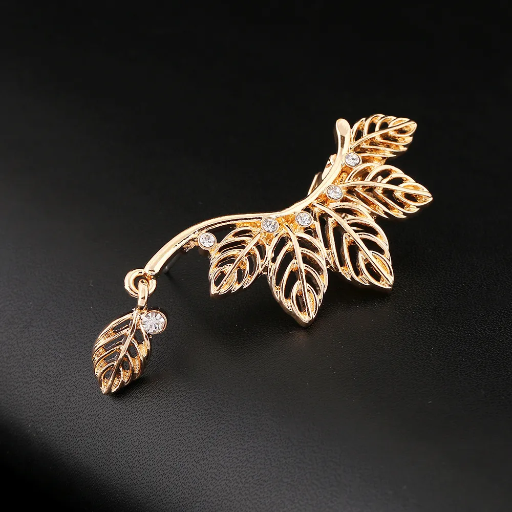 Gold Clip Earrings Leaves Design Gold Pleated Punk Style Ear Cuff For Women Men Fashion Jewelry pendientes