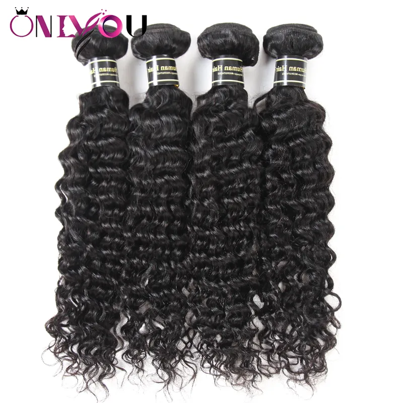 Onlyou Hair Products 4 Bundles Brésiliens Deep Wave Virgin Extensions de Cheveux Humains Raw Indian Remy Hair Weaves Bundles Deep Wave Usine Offres